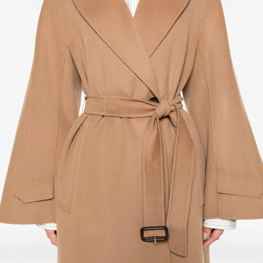 Damen Wickelmantel aus Wollmix mit Taillengürtel und Oversize-Schulter Shop Nory