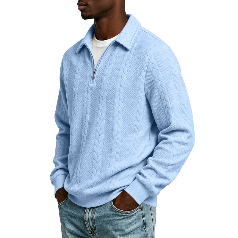 Herren Troyer-Strickpullover mit halbem Reißverschluss und Zopfmuster Shop Nory