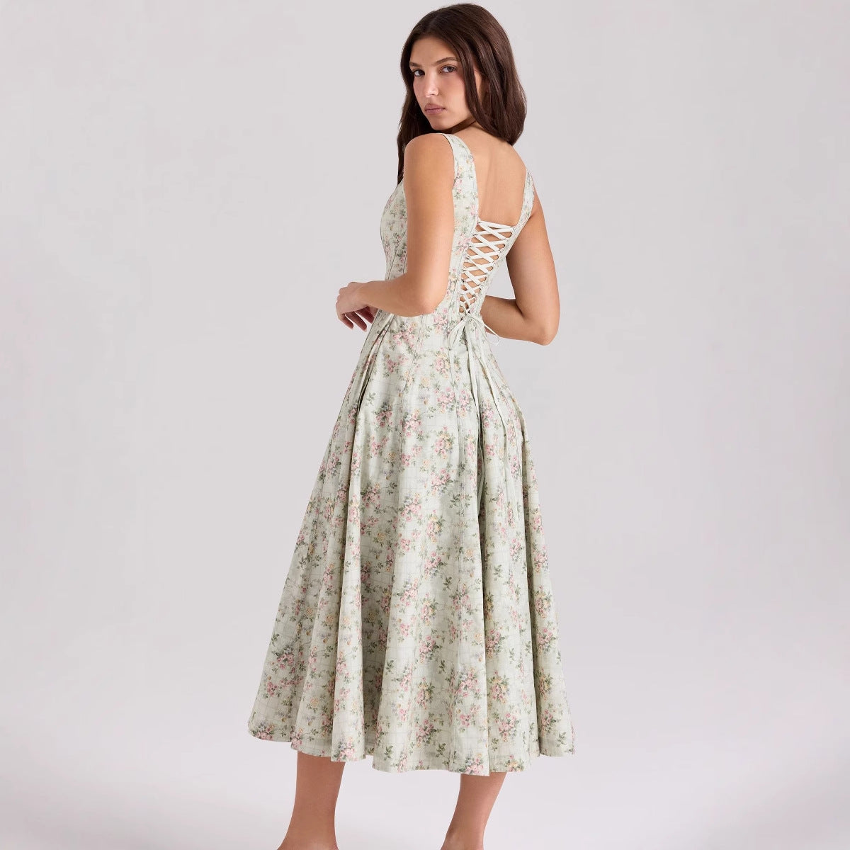 Damen Floral Maxikleid mit schmalen Trägern und seitlichen Taschen Shopnory