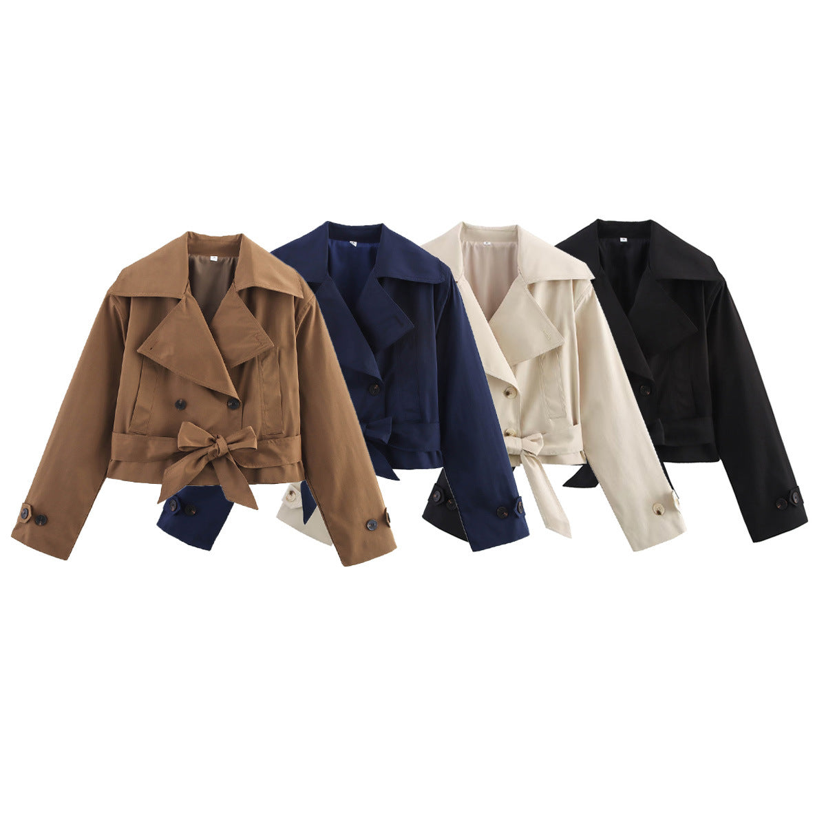 Damen kurze Trenchjacke mit eleganter Taillierung und praktischen Taschen