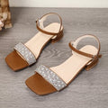 Damen Riemensandaletten mit funkelnder Strass-Applikation und elegantem Blockabsatz