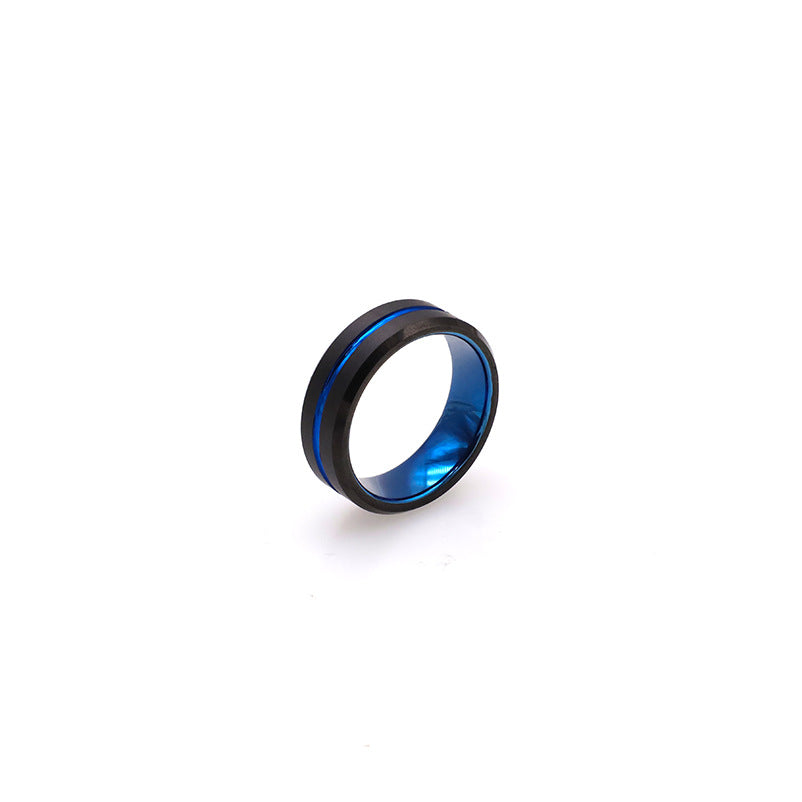 Herren Moderner Ring mit blauer Akzentlinie Shop Nory
