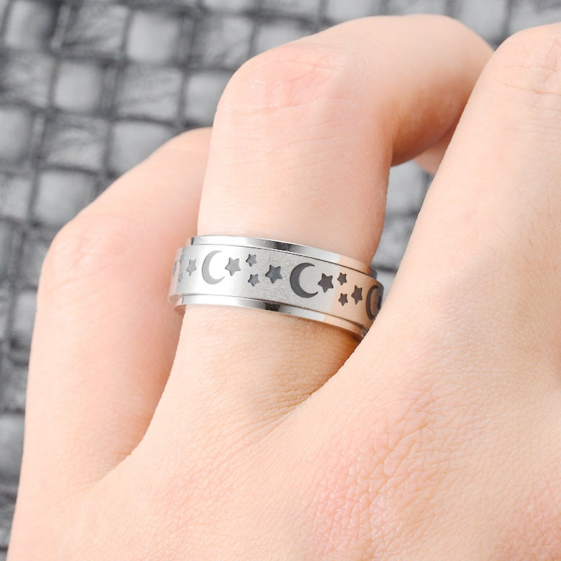 Herren Ring mit kunstvollem Mond- und Sternmotiv Shop Nory
