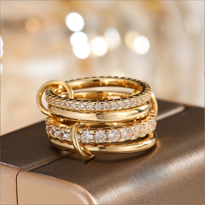 Damen Zierlicher und eleganter Ring mit Zirkonia-Verzierung Shop Nory