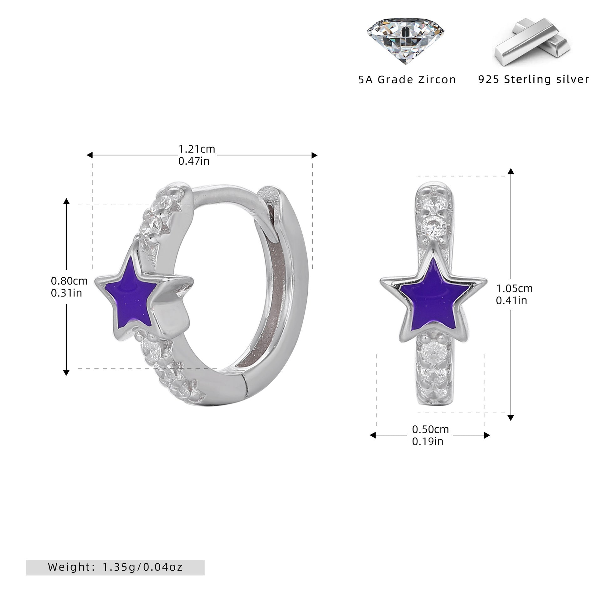 Damen Creolen mit funkelndem Sternmotiv und elegantem 925 Sterling Silber Shop Nory