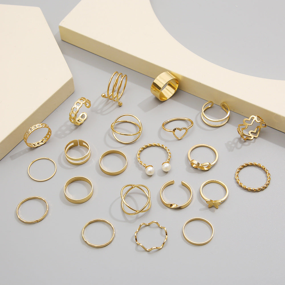 Damen Ring-Set mit funkelnden Kristallen und kreativen Designs Shop Nory