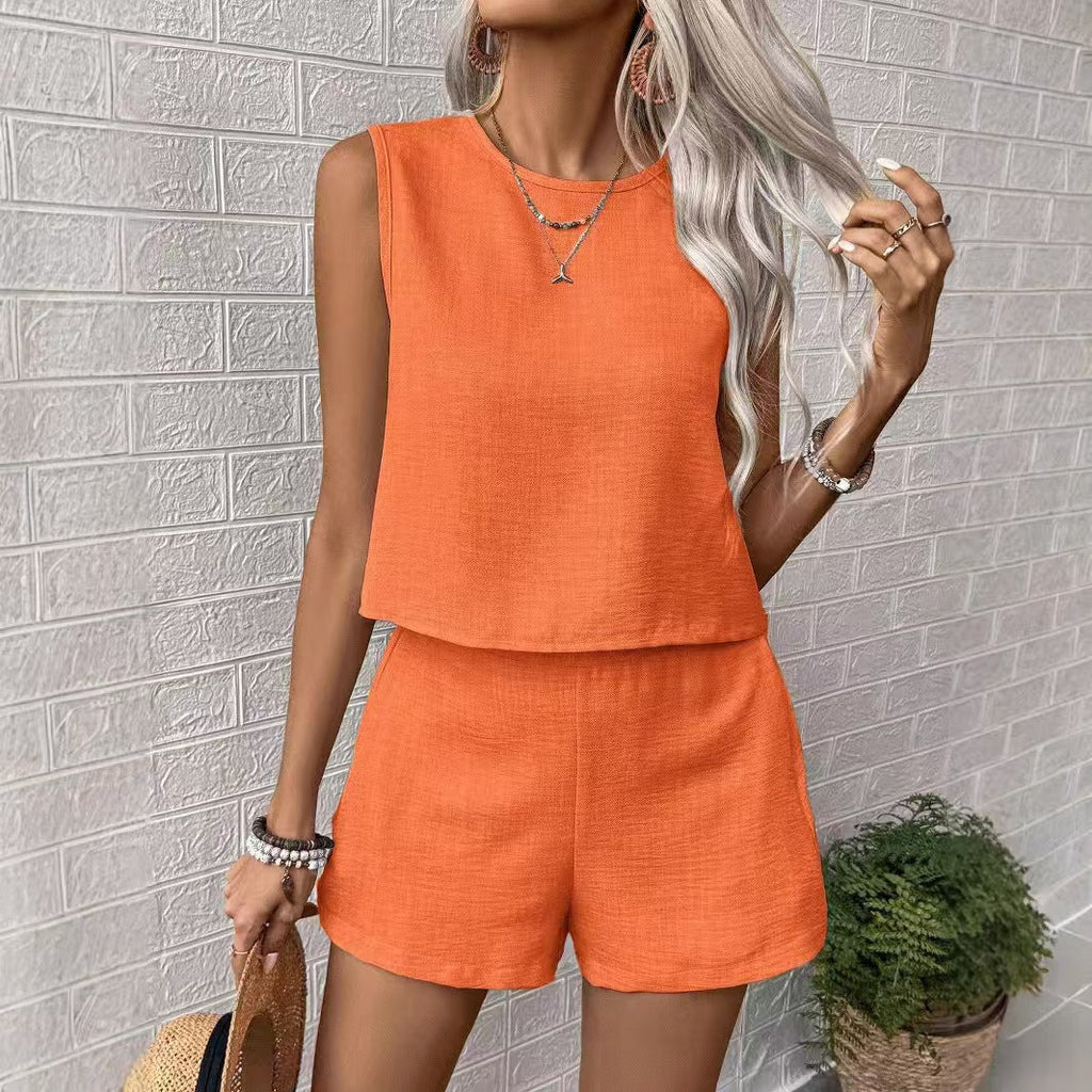 Damen Zweiteiliges Loungewear-Set mit hochwertigem Leinenstoff