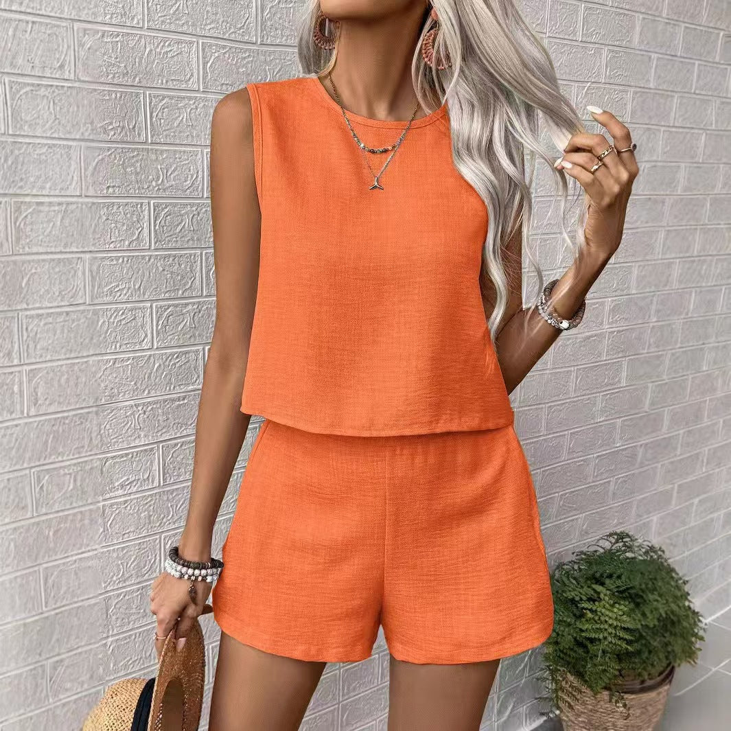 Damen Zweiteiliges Loungewear-Set mit hochwertigem Leinenstoff