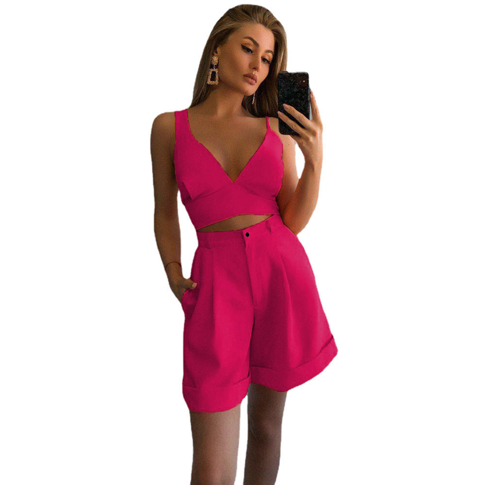 Damen Zweiteiliges Ensemble mit Crop-Top und Shorts Shopnory