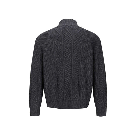 Herren Strickcardigan mit Zopfmuster, Stehkragen und knöpfbarer Front Shop Nory