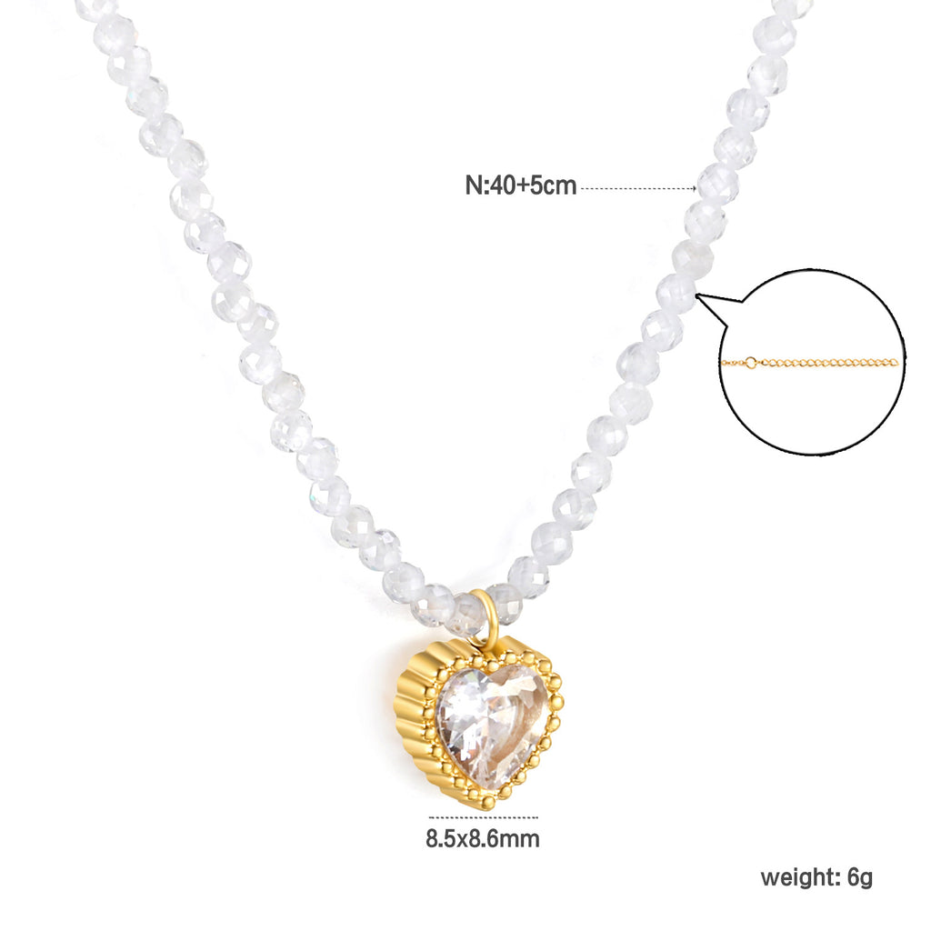 Damen Halskette mit herzförmigem Anhänger aus hochwertigen, rosa Kristallen Shop Nory