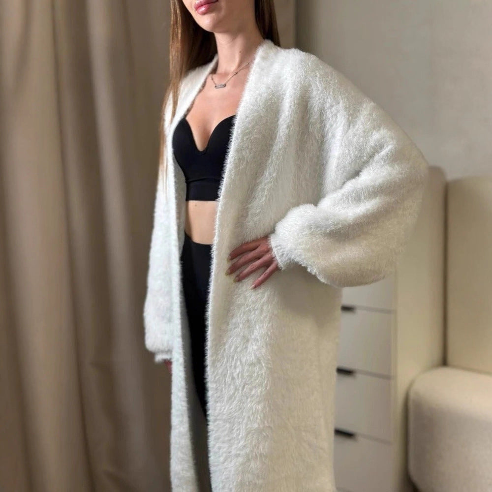 Damen Flauschiger Strickmantel Shop Nory