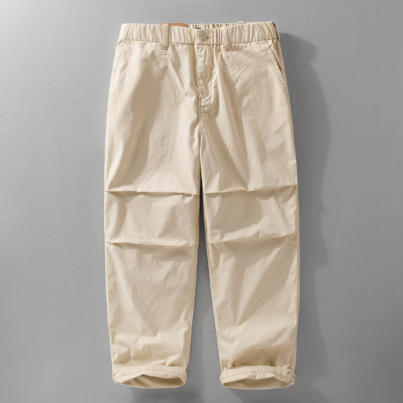 Herren lässige Chinohose mit Elastikbund, Kordelzug und konischem Bein Shop Nory