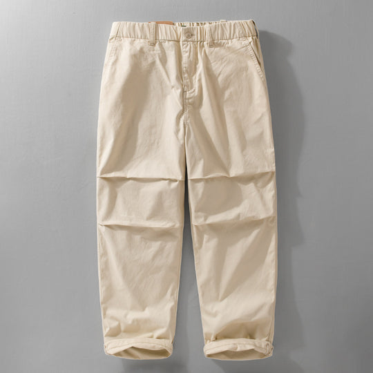 Herren lässige Chinohose mit Elastikbund, Kordelzug und konischem Bein Shop Nory