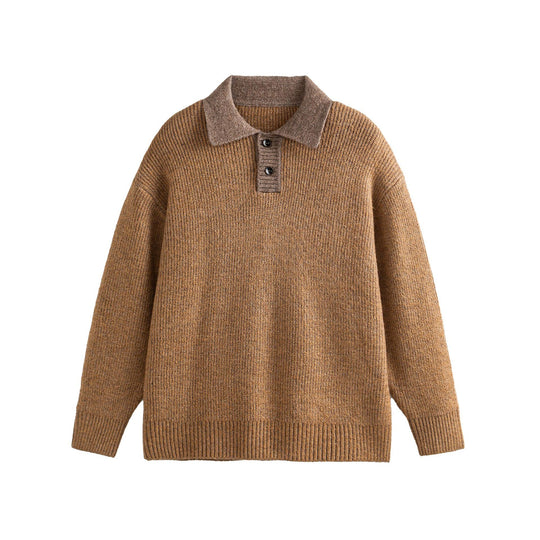 Damen Strickpoloshirt mit Fleckmuster, Rippstruktur und Knopfleiste Shop Nory