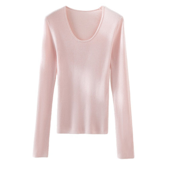 Damen Feinstrick-Langarmshirt mit tiefem U-Boot-Ausschnitt und feiner Rippstruktur Shop Nory