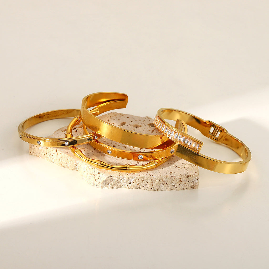 Damen Offenes Armreifen mit elegantem Bambusdesign Shop Nory