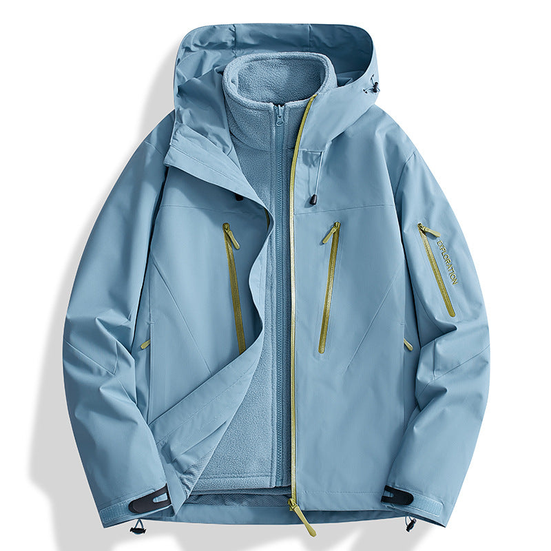 Herren Zwei-in-Eins Softshell-Outdoorjacke mit abnehmbarer Fleece-Innenjacke und wasserdichten Reißverschlüssen Shop Nory