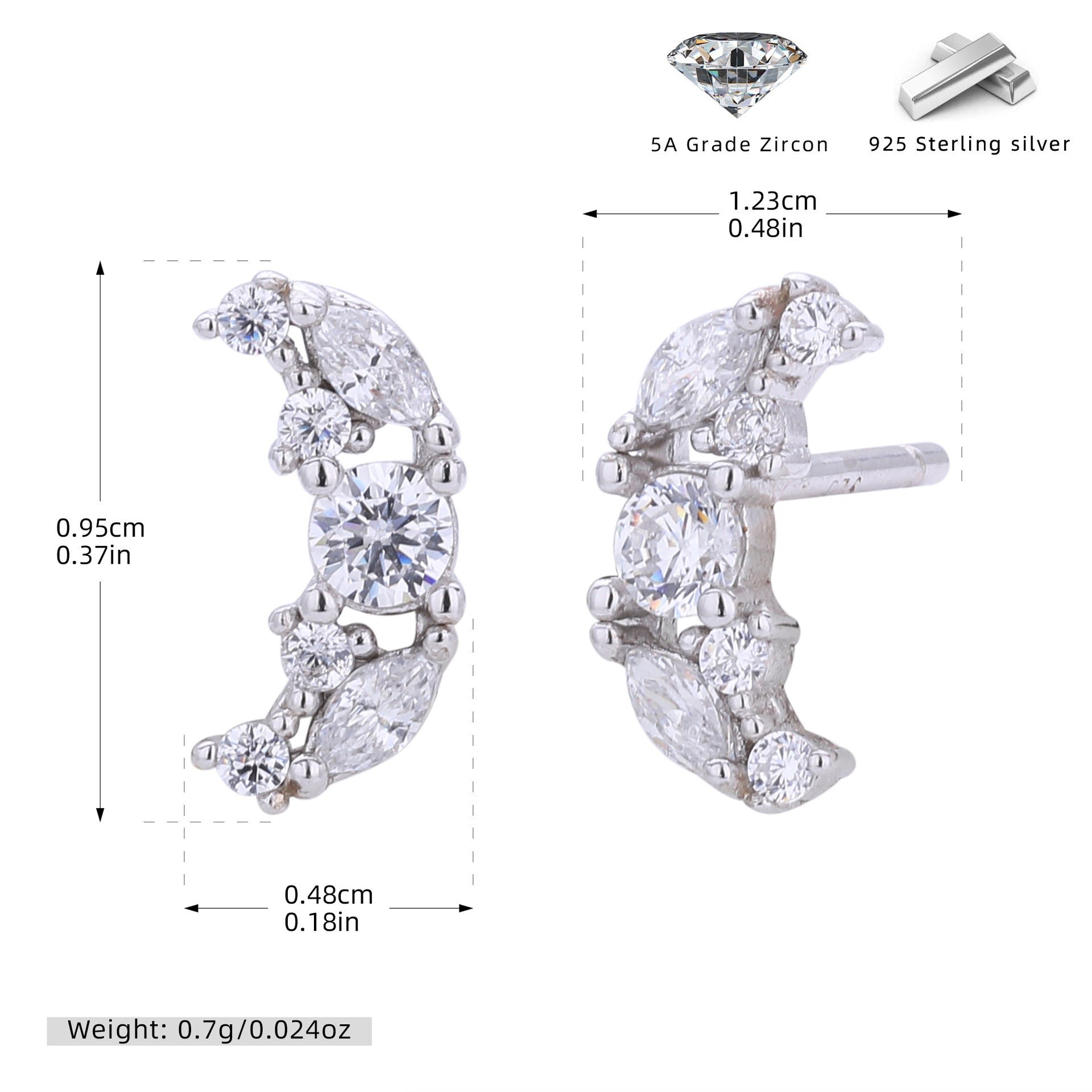 Damen Ohrstecker mit luxuriösen Zirkon-Akzenten und 925 Sterlingsilber Shop Nory