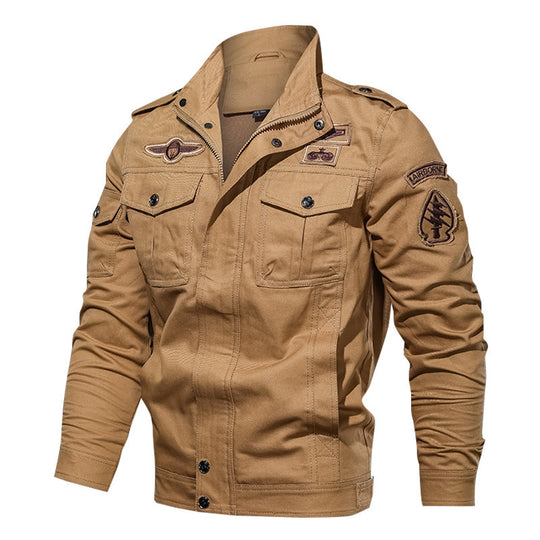 Herren Urbaner Canvas-Combat-Blouson mit verdeckter Zip-Leiste, Pattentaschen und Schulterepauletten Shop Nory