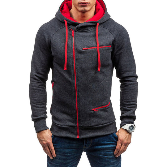 Herren Kapuzenjacke mit modernem Reißverschluss und kontrastiven Details
