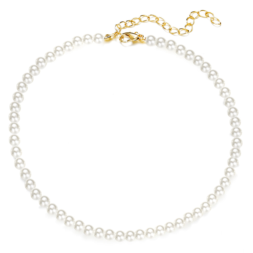 Damen Perlen-Halskette mit zarten goldenen Akzenten Shop Nory