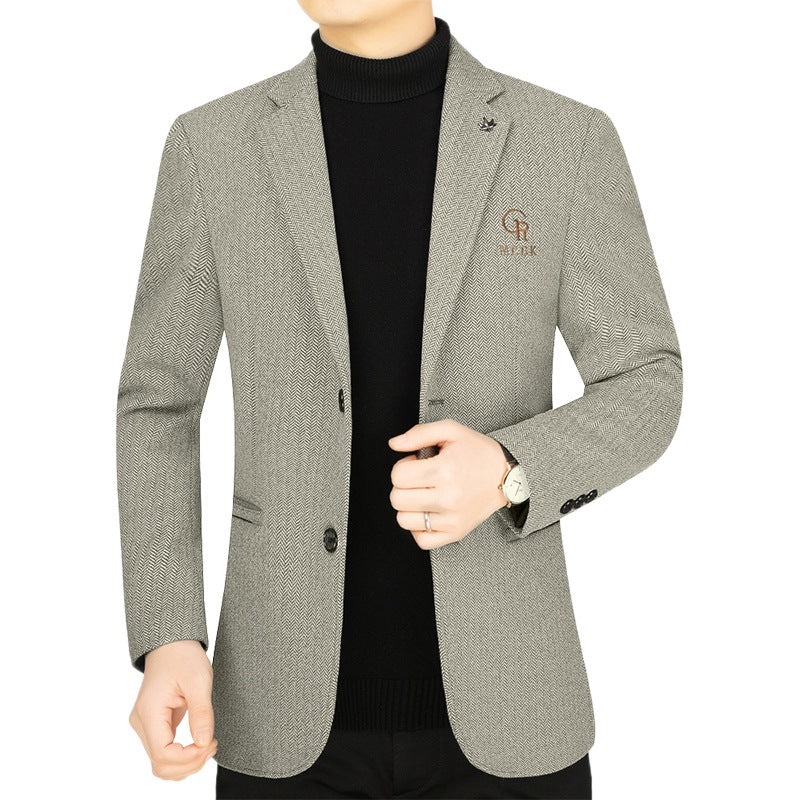 Herren Sakko aus Wollmischung mit Fischgrätmuster und aufgesetzten Taschen Shop Nory