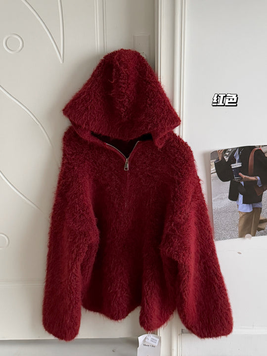Damen Flauschiger Kapuzenpullover Shop Nory