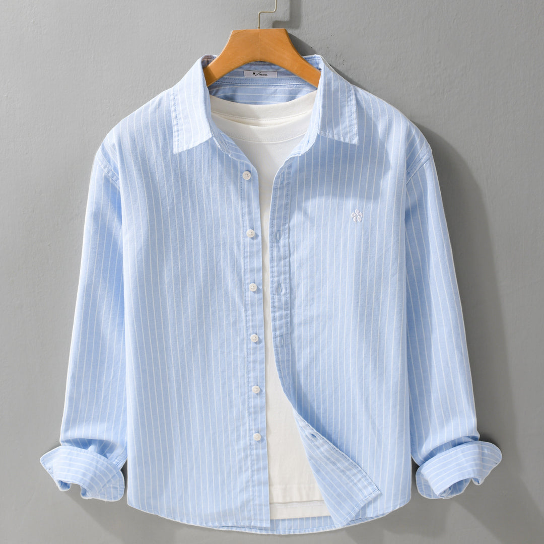 Herren Gestreiftes Layering-Hemd aus feinem Oxford-Baumwollstoff mit entspanntem Schnitt Shop Nory