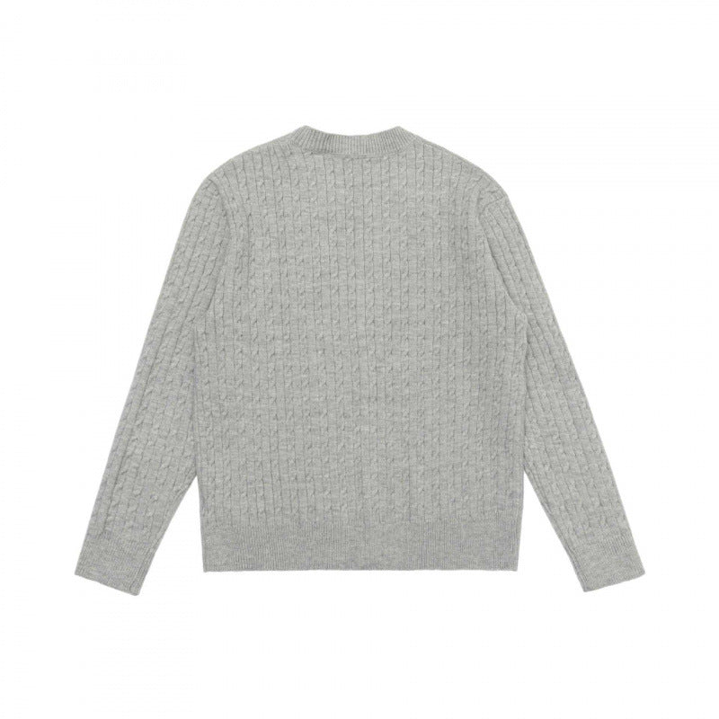 Unisex Kurz geschnittene Zopfstrick-Cardigan mit Rundhalsausschnitt und Perlmuttknöpfen Shop Nory