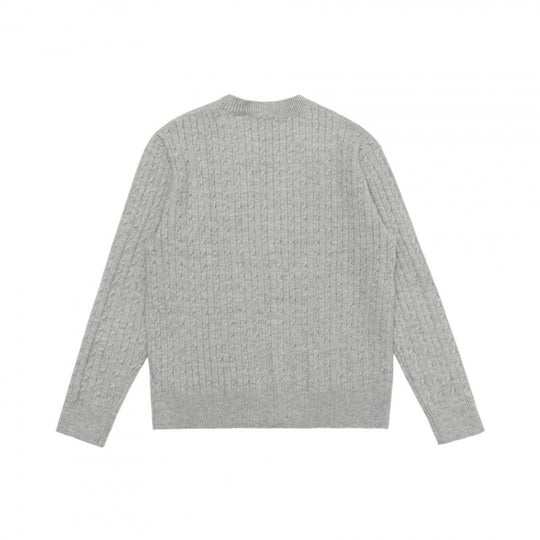 Unisex Kurz geschnittene Zopfstrick-Cardigan mit Rundhalsausschnitt und Perlmuttknöpfen Shop Nory