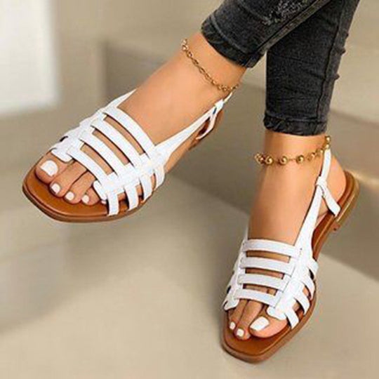 Damen Geflochtene Riemchen‑Slingback‑Sandalen mit quadratischer Zehenpartie und flacher Laufsohle Shop Nory