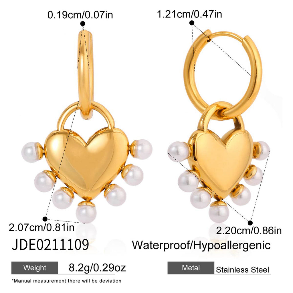 Damen Ohrhänger mit herzförmigem Anhänger und Perlendekor Shop Nory