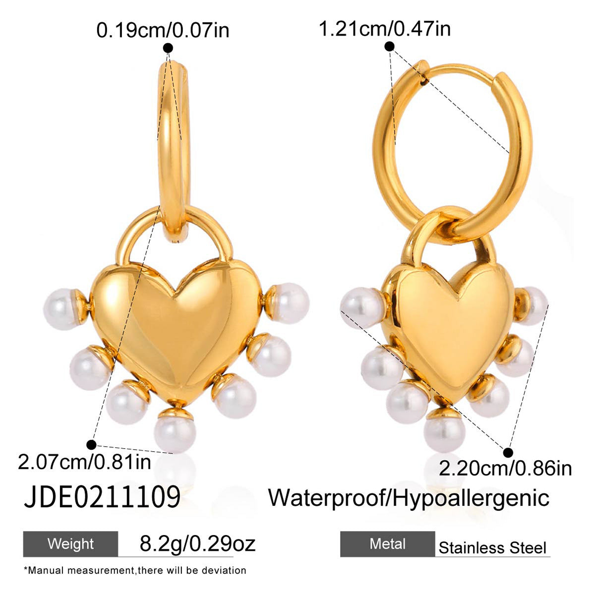 Damen Ohrhänger mit herzförmigem Anhänger und Perlendekor Shop Nory