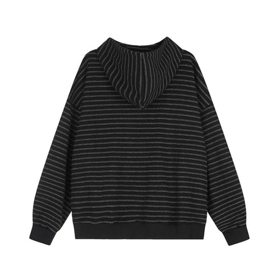 Unisex Kapuzen-Zipjacke im Oversize-Streifenlook mit Fotopatch-Applikationen Shop Nory