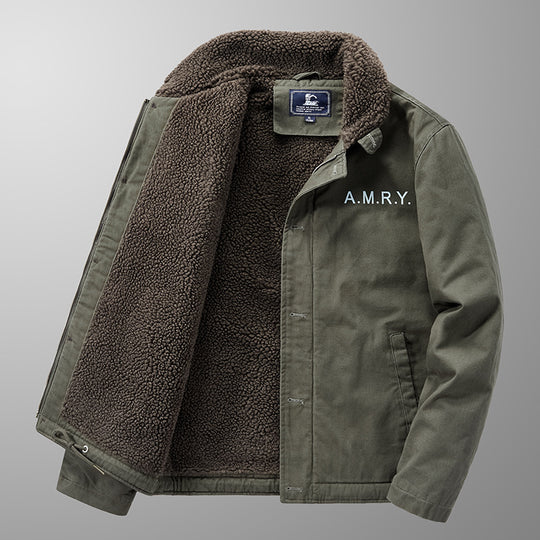 Herren Canvas-Arbeitsjacke mit Sherpa‑Futter, Thermo‑Innenlage und Kordelzugsaum Shop Nory