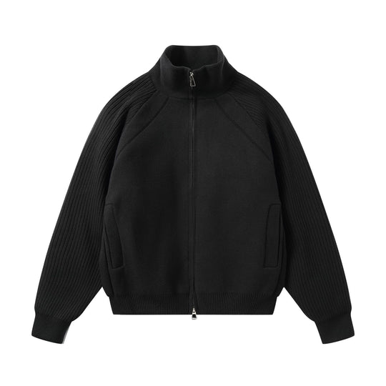 Unisex Strick-Zipjacke mit Stehkragen und gerippten Ärmeln Shop Nory