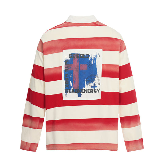 Herren Oversize Rugbyshirt mit Polokragen und breitem Streifenmuster Shop Nory