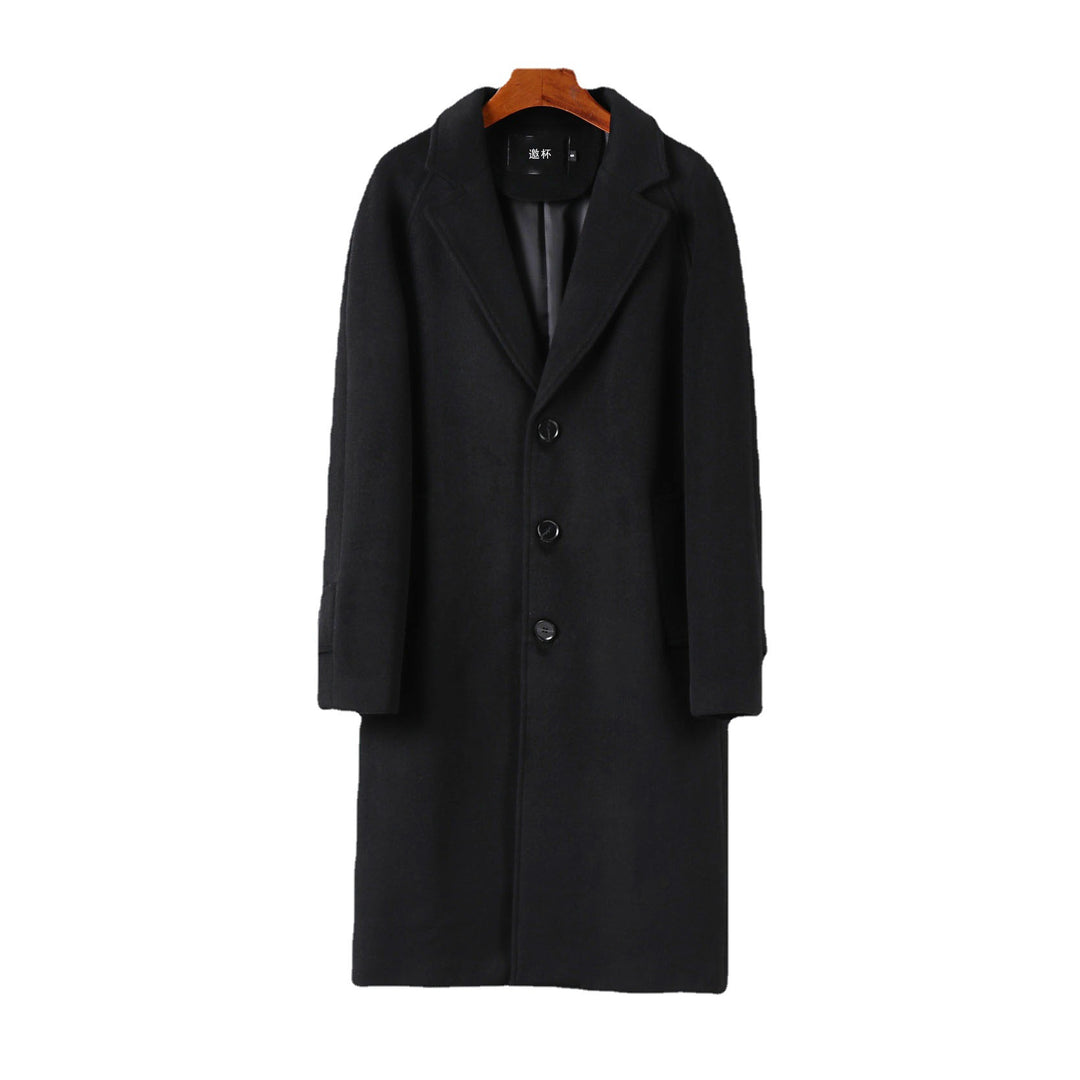 Herren Maxilanger Wollmantel mit cleanem Schnitt, schmalem Revers und innenliegendem Futter Shop Nory