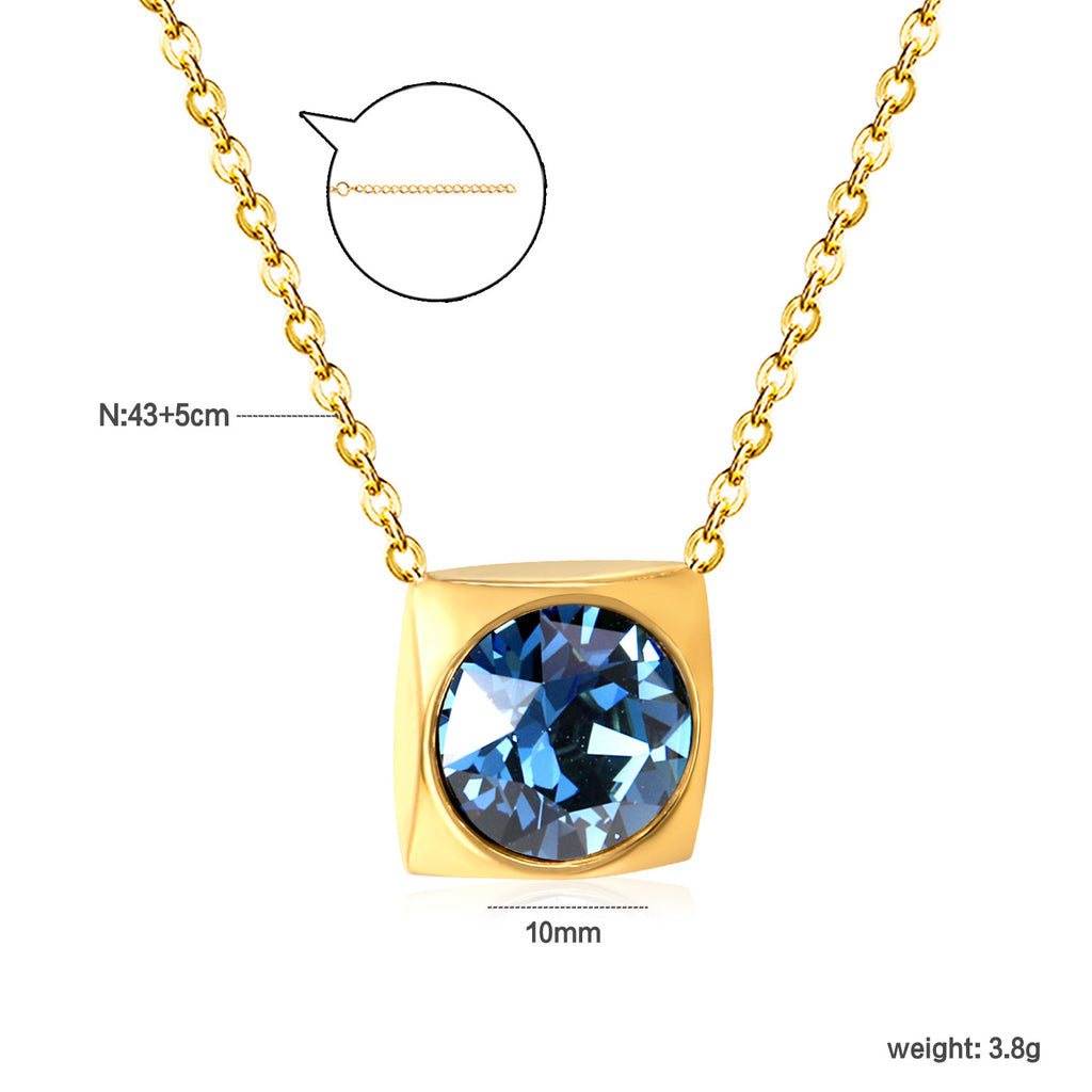 Damen Halskette mit quadratischem Kristallanhänger aus hochwertigem Edelstahl Shop Nory
