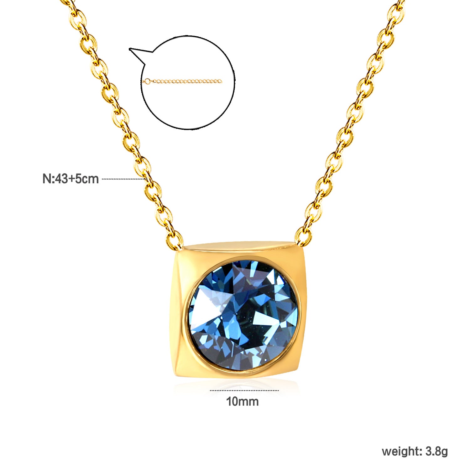 Damen Halskette mit quadratischem Kristallanhänger aus hochwertigem Edelstahl Shop Nory