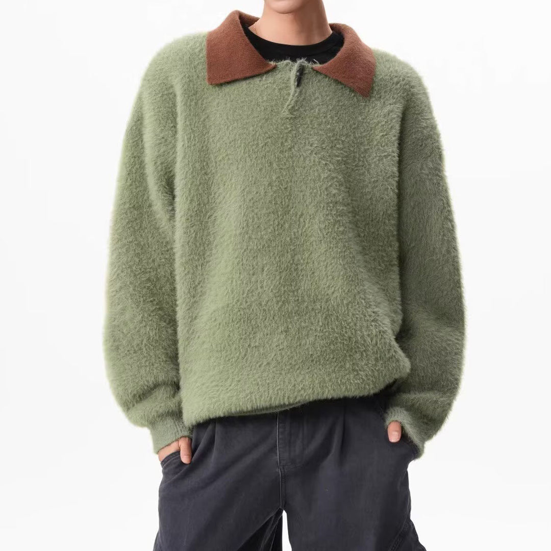 Herren Moderner Grobstrickpullover mit Stehkragen Shop Nory