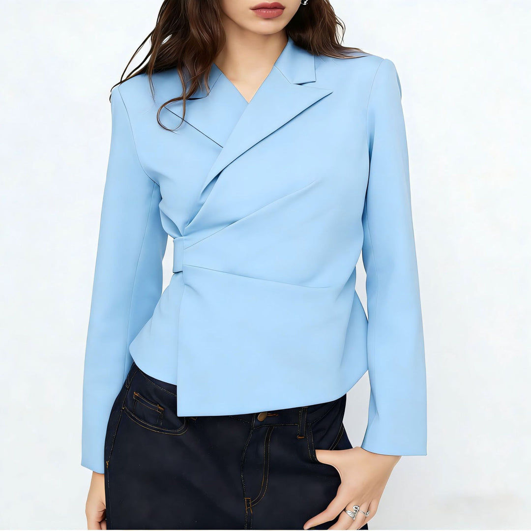 Damen Taillierter Wickel-Blazer mit drapierter Peplum-Silhouette Shop Nory