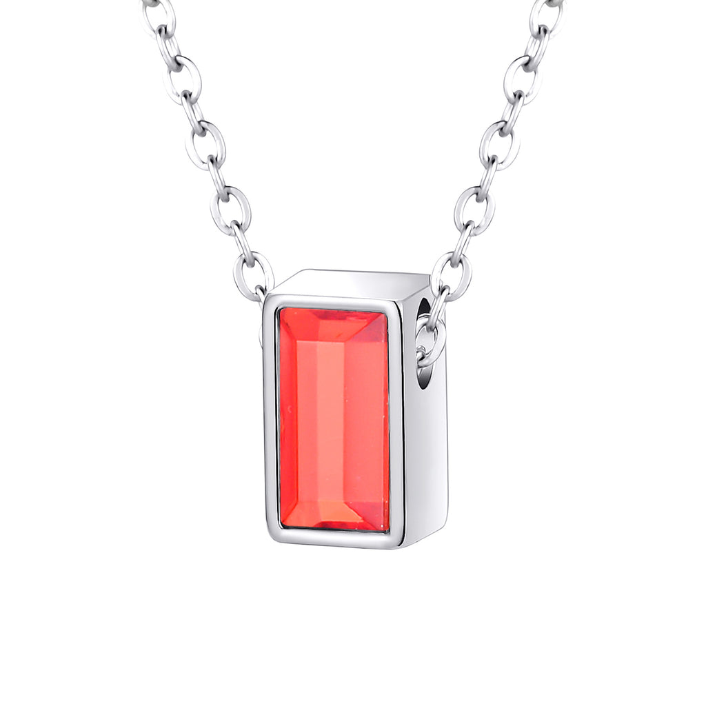 Damen Halskette mit elegantem rechteckigem Anhänger und funkelndem Stein Shop Nory
