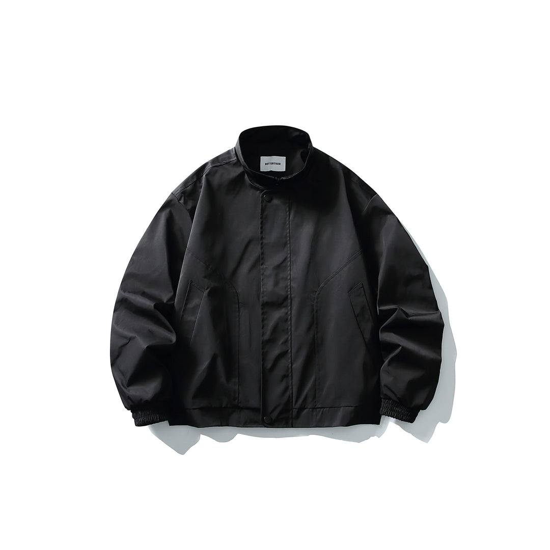 Unisex Kurz geschnittener technischer Boxy‑Bomber mit Stehkragen, Druckknopfblende und elastischen Bündchen Shop Nory