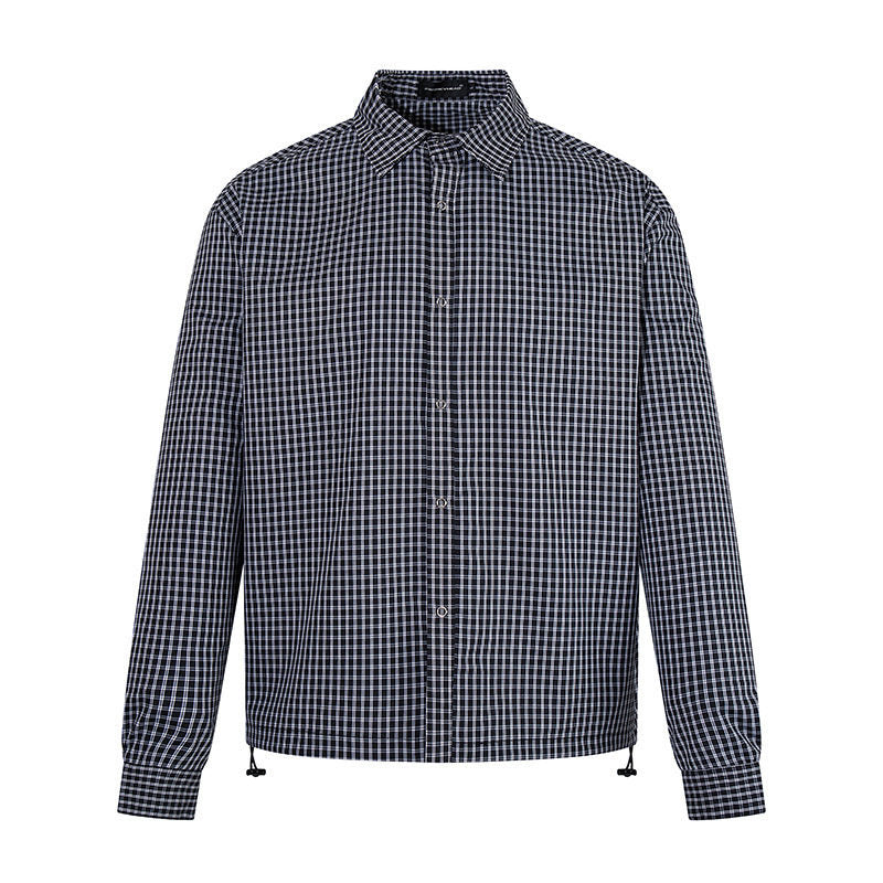 Herren kariertes Hemd mit durchgehender Knopfleiste, verstellbarem Saum und Kentkragen Shop Nory