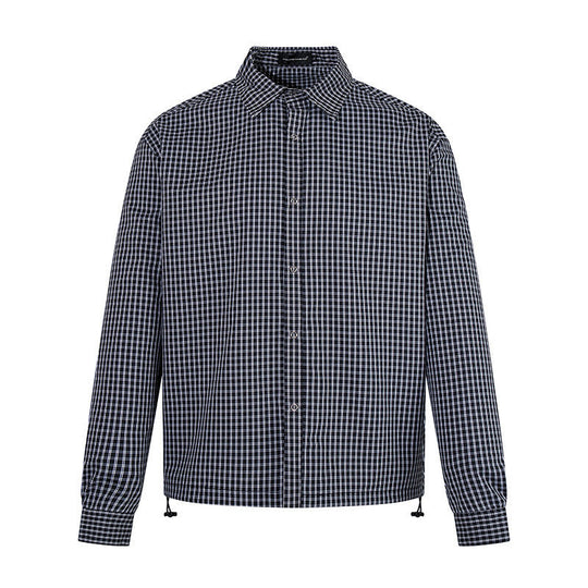 Herren kariertes Hemd mit durchgehender Knopfleiste, verstellbarem Saum und Kentkragen Shop Nory