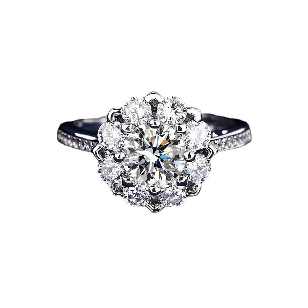 Damen zierlicher Blütenschmuck Ring mit funkelnden Steinen Shop Nory