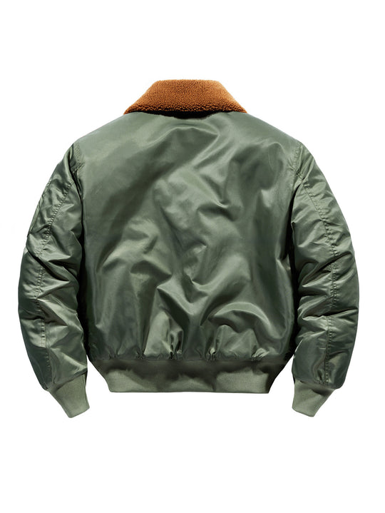 Herren Pilotenbomberjacke mit Teddykragen und Utility-Ärmeltasche Shop Nory