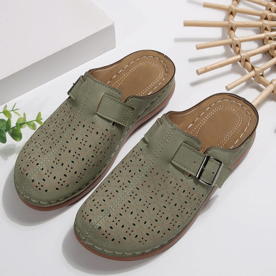 Damen Perforierte Komfort-Mule mit verstellbarer Metallschnalle und gepolstertem Fußbett Shop Nory